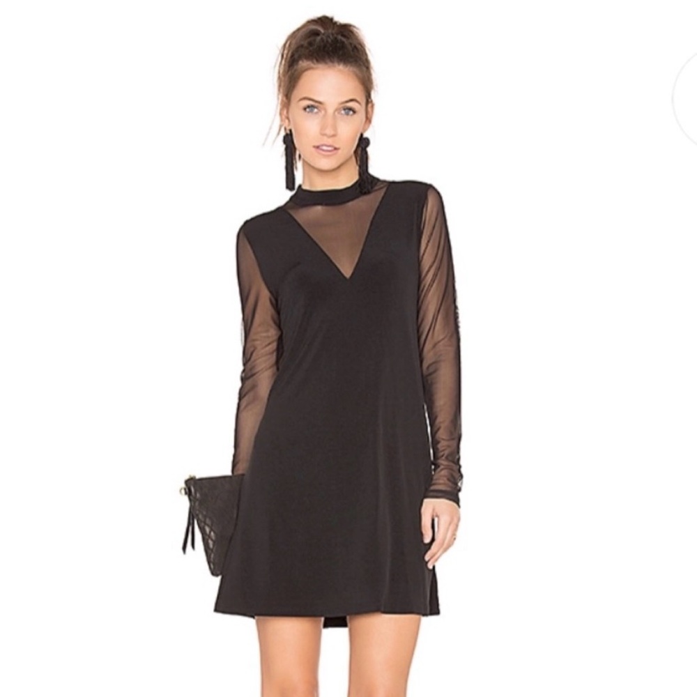 042 BCBGeneration Mesh A-line Black Dress